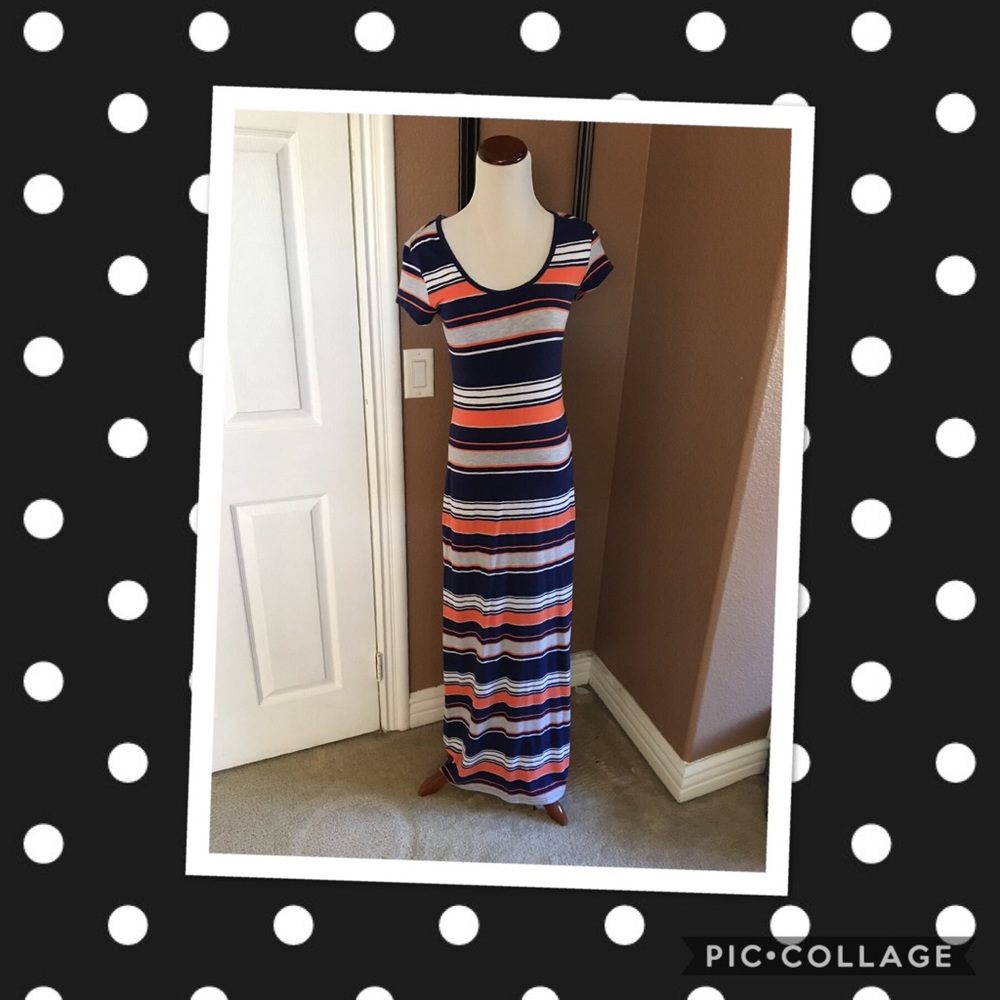 Striped Short Sleeve Maxi